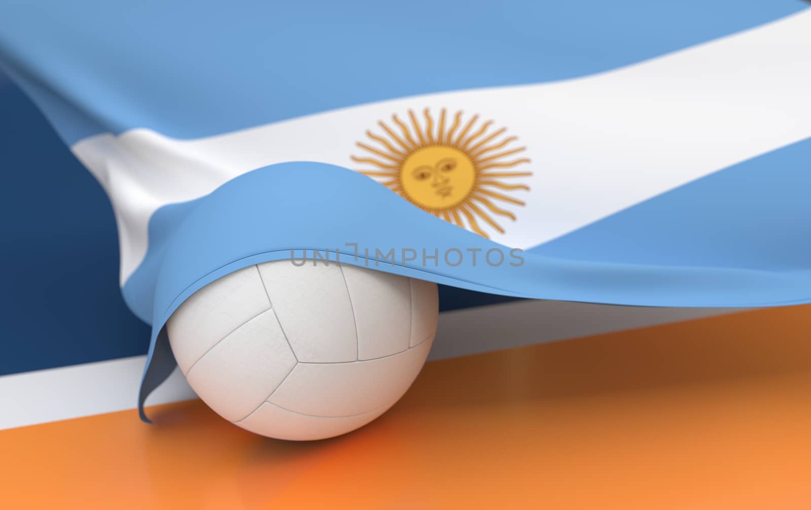 Flag of Argentina with championship volleyball ball by Barbraford
