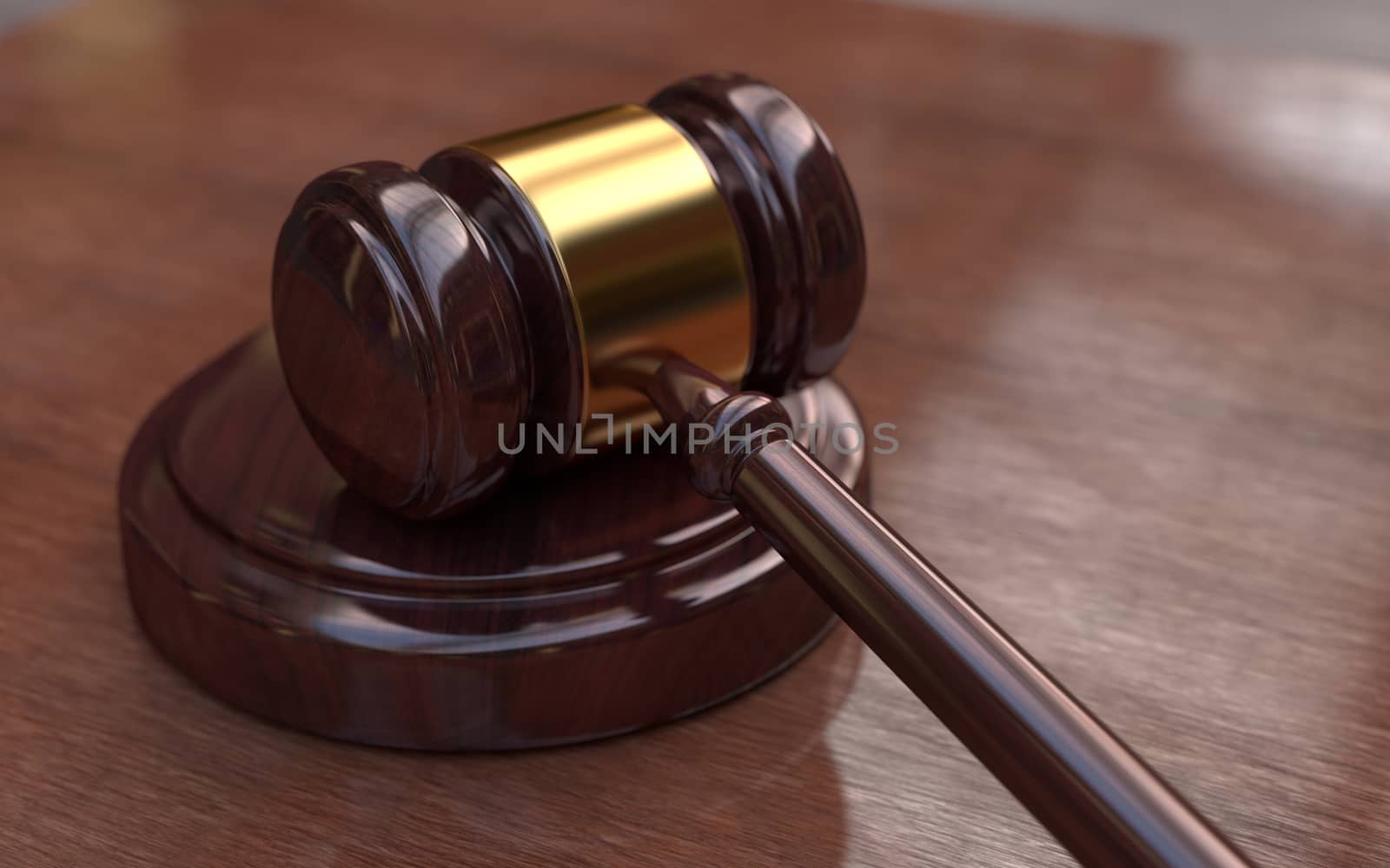 Judge, wooden gavel on the brown wooden background