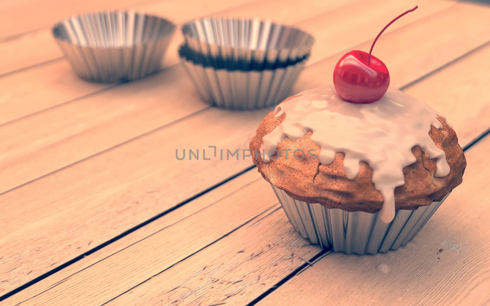 Red Cherry cupcakes, muffins, vintage look by Barbraford