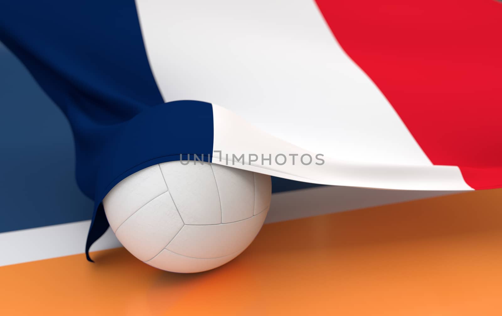 Flag of France with championship volleyball ball by Barbraford