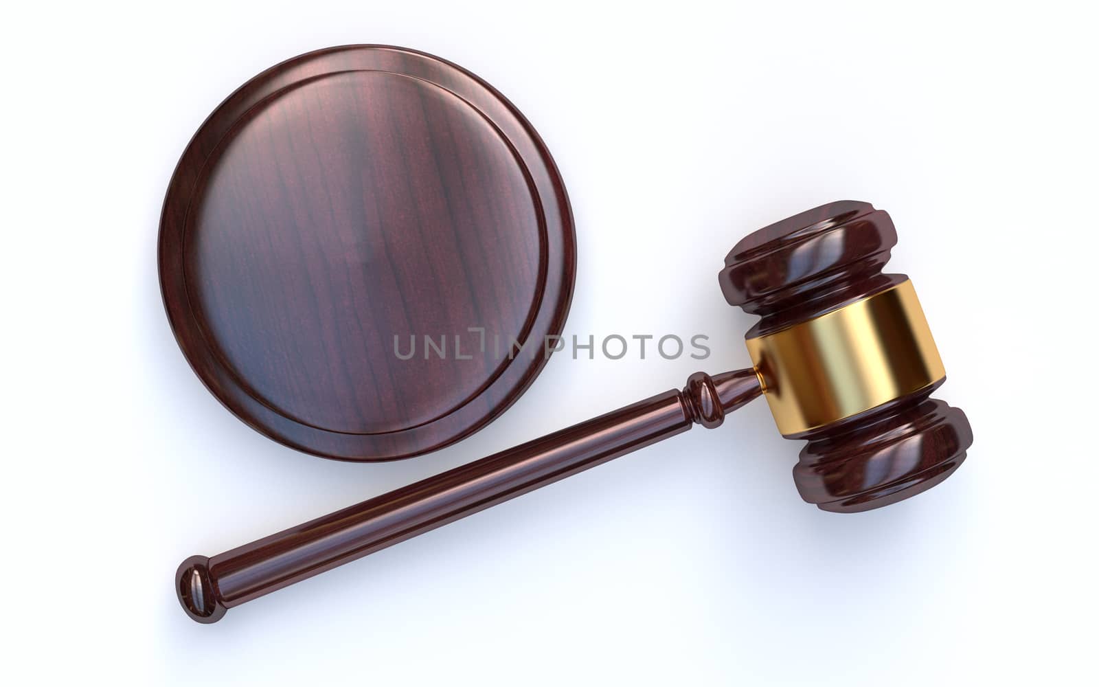 Judge, wooden gavel on white background 