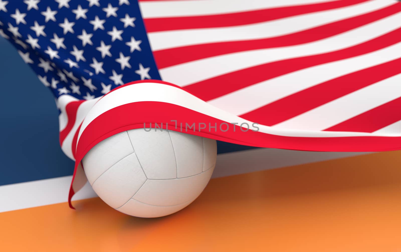 Flag of USA with championship volleyball ball by Barbraford