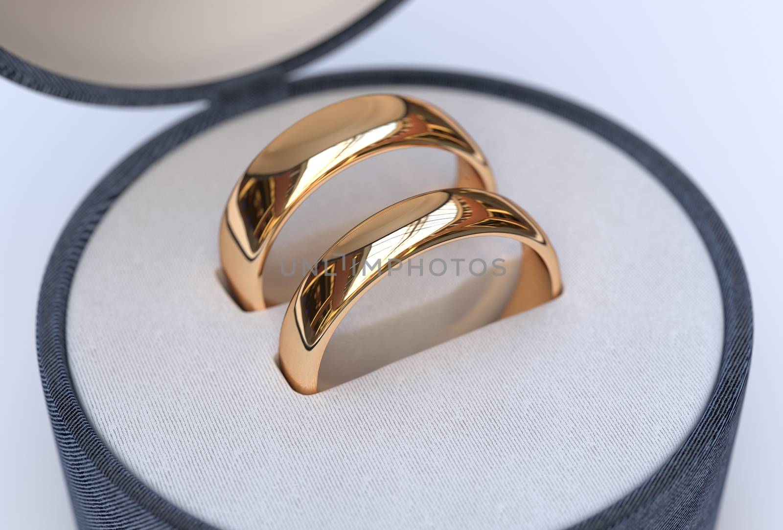 Couple of gold wedding rings  in jewelry blue box  by Barbraford