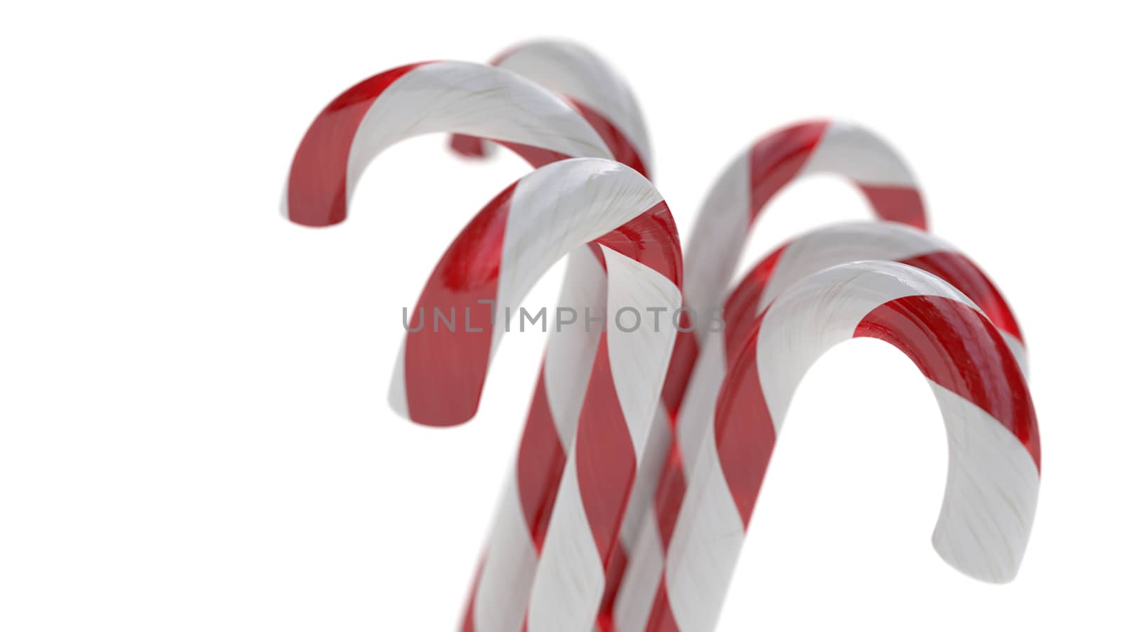 Candy Canes with selective focus on White Background, Christmas Decoration 