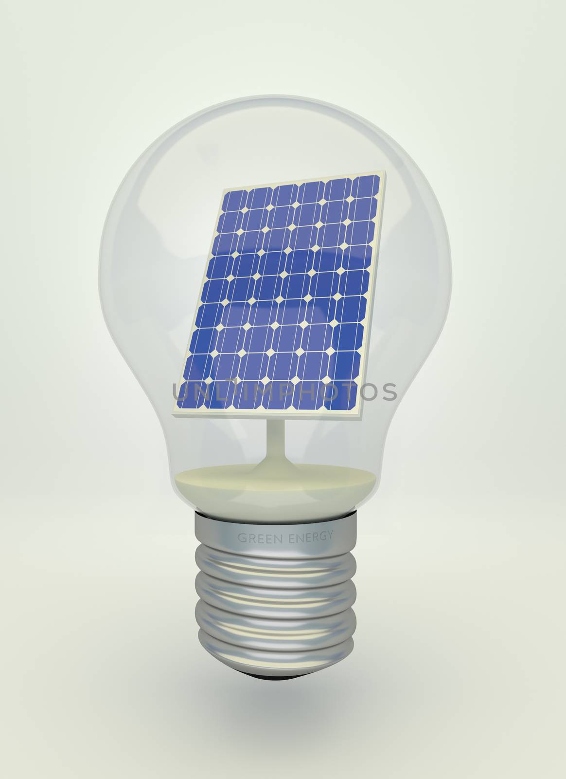 Solar panel inside light bulb, eco light bulb