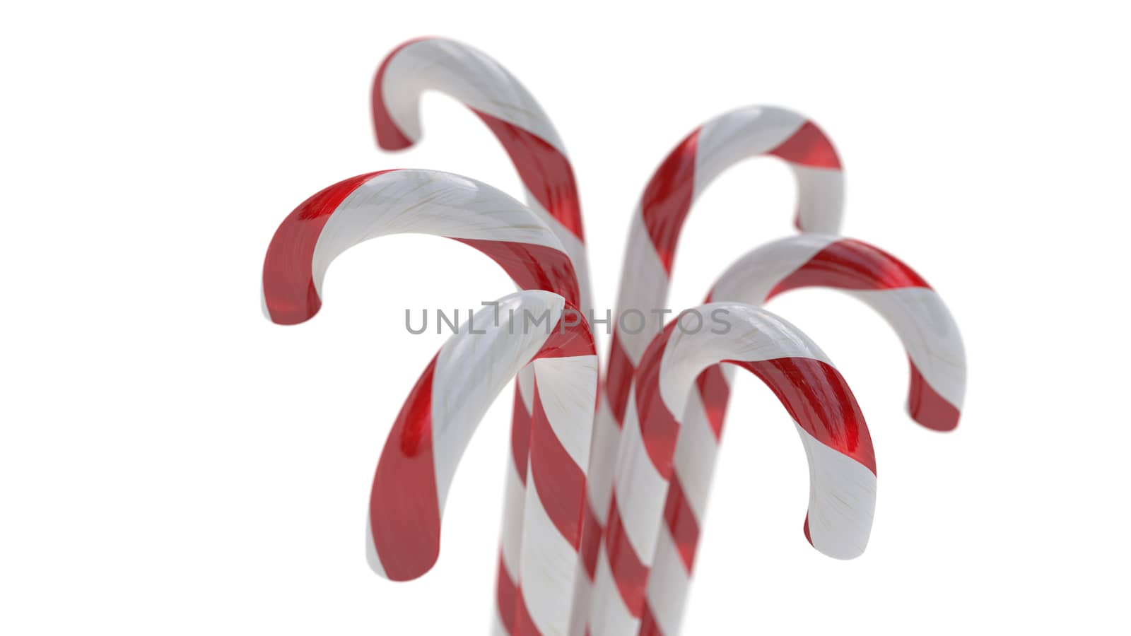 Candy Canes with selective focus on White Background, Christmas Decoration