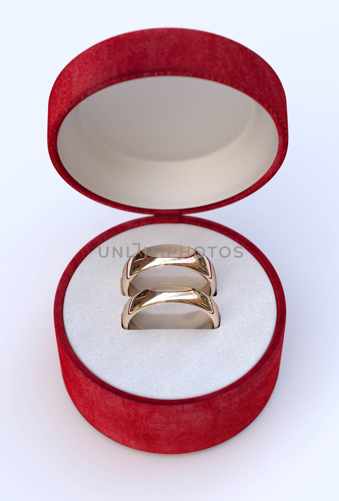 Couple of gold wedding rings  in jewelry red box  by Barbraford