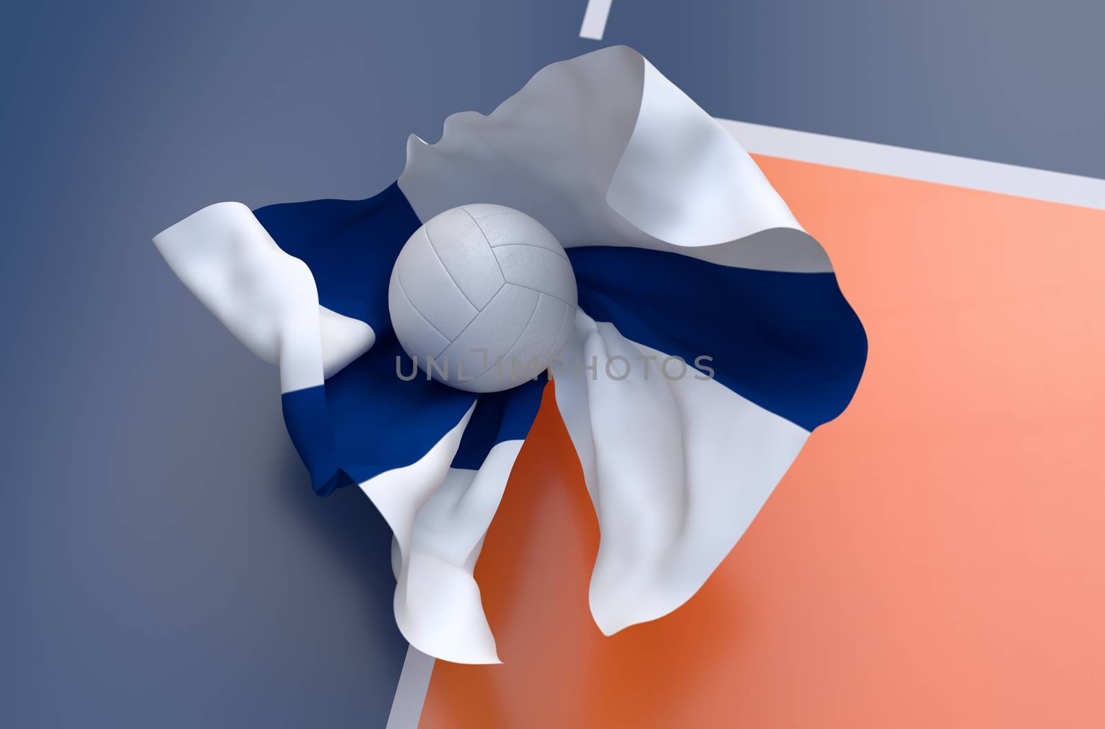 Flag of Finland with championship volleyball ball by Barbraford