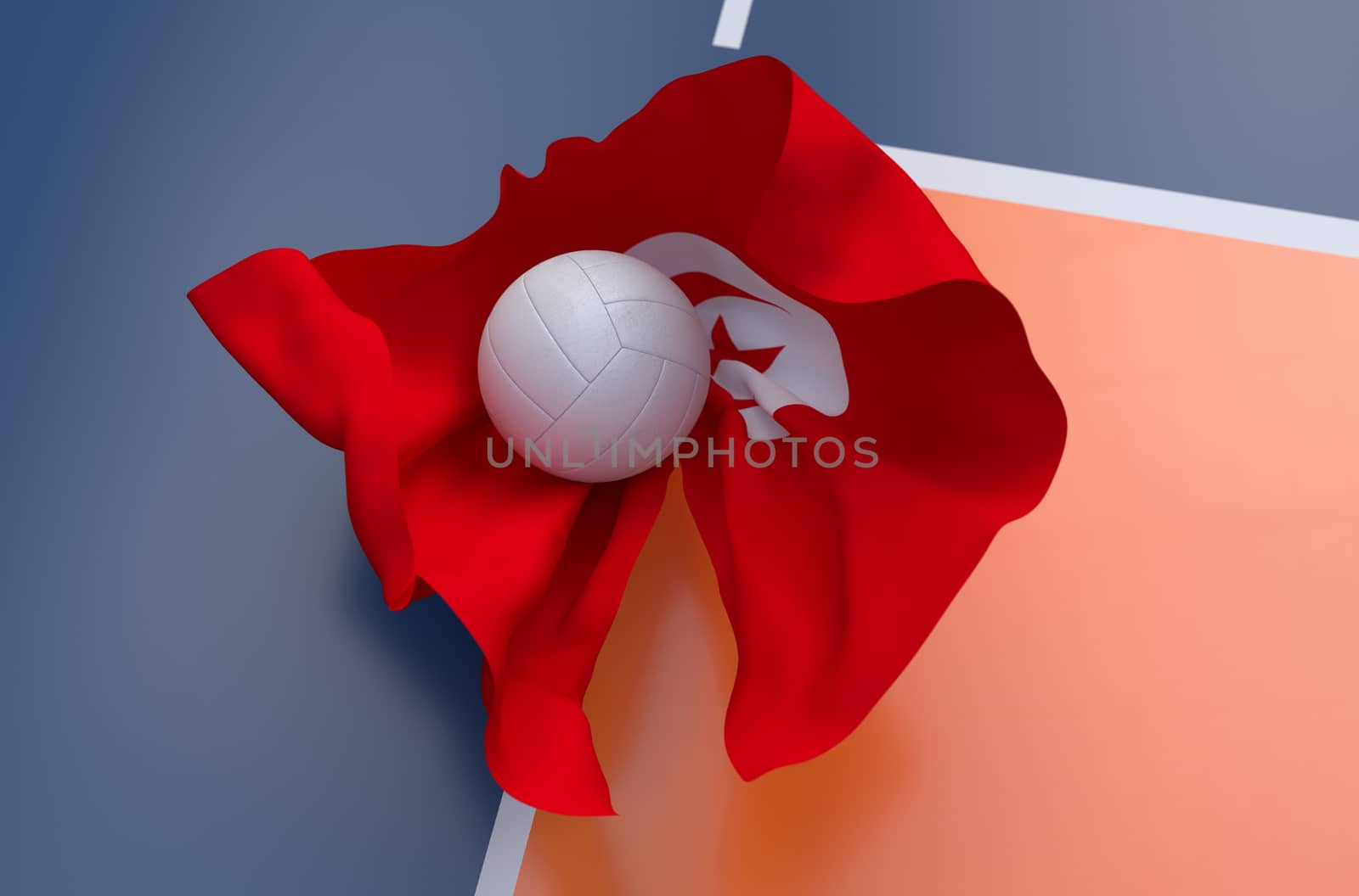 Flag of Tunisia with championship volleyball ball by Barbraford