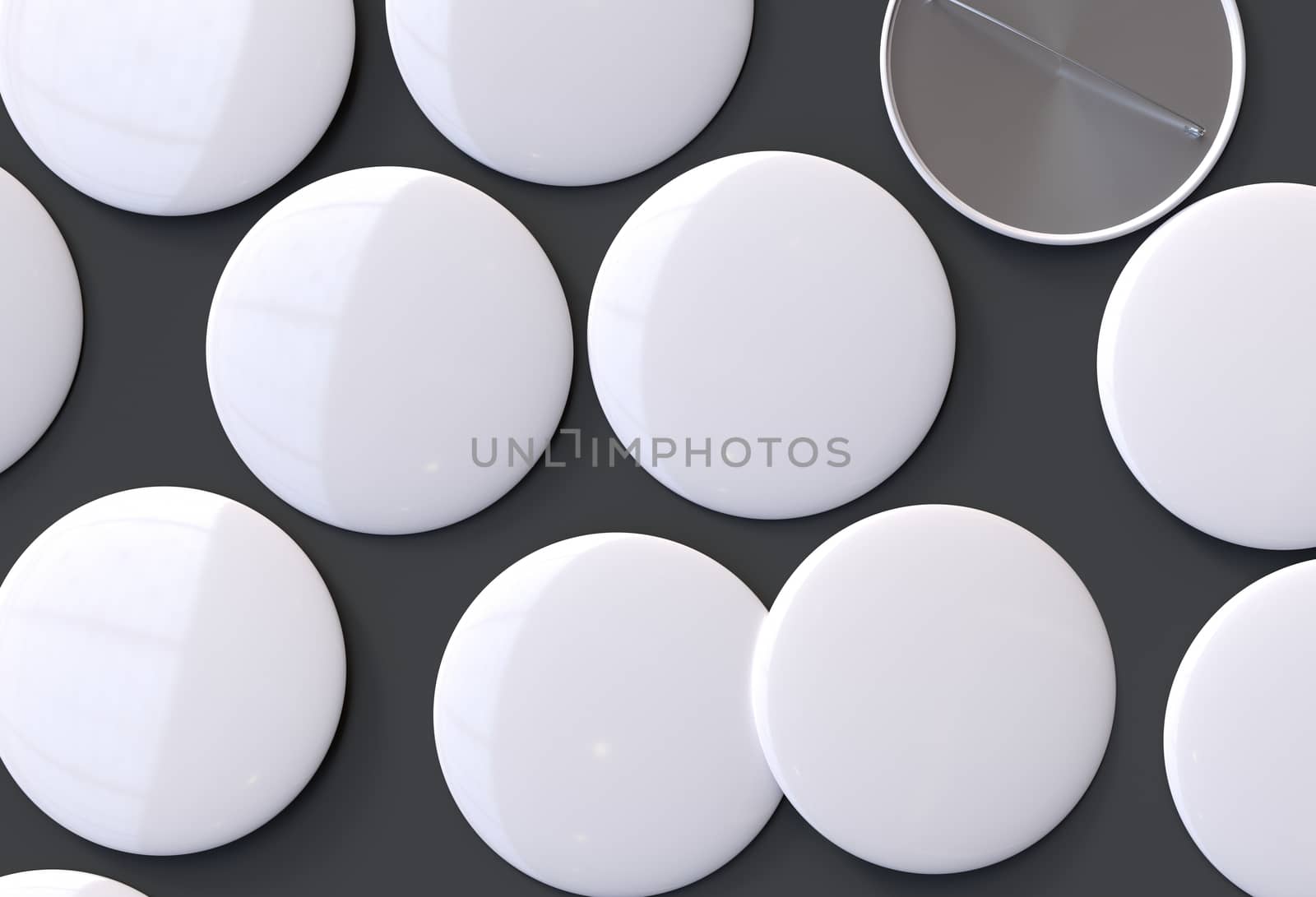Blank white pins on grey background