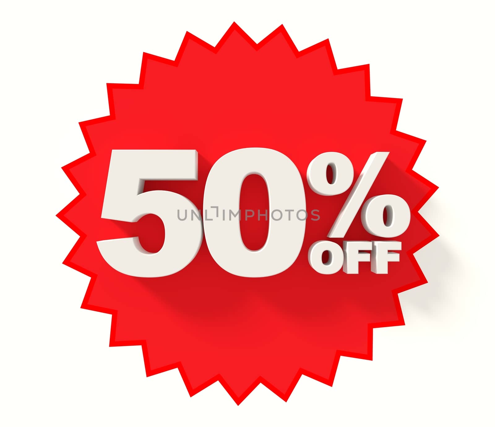 Red star with 50% sale sign by Barbraford