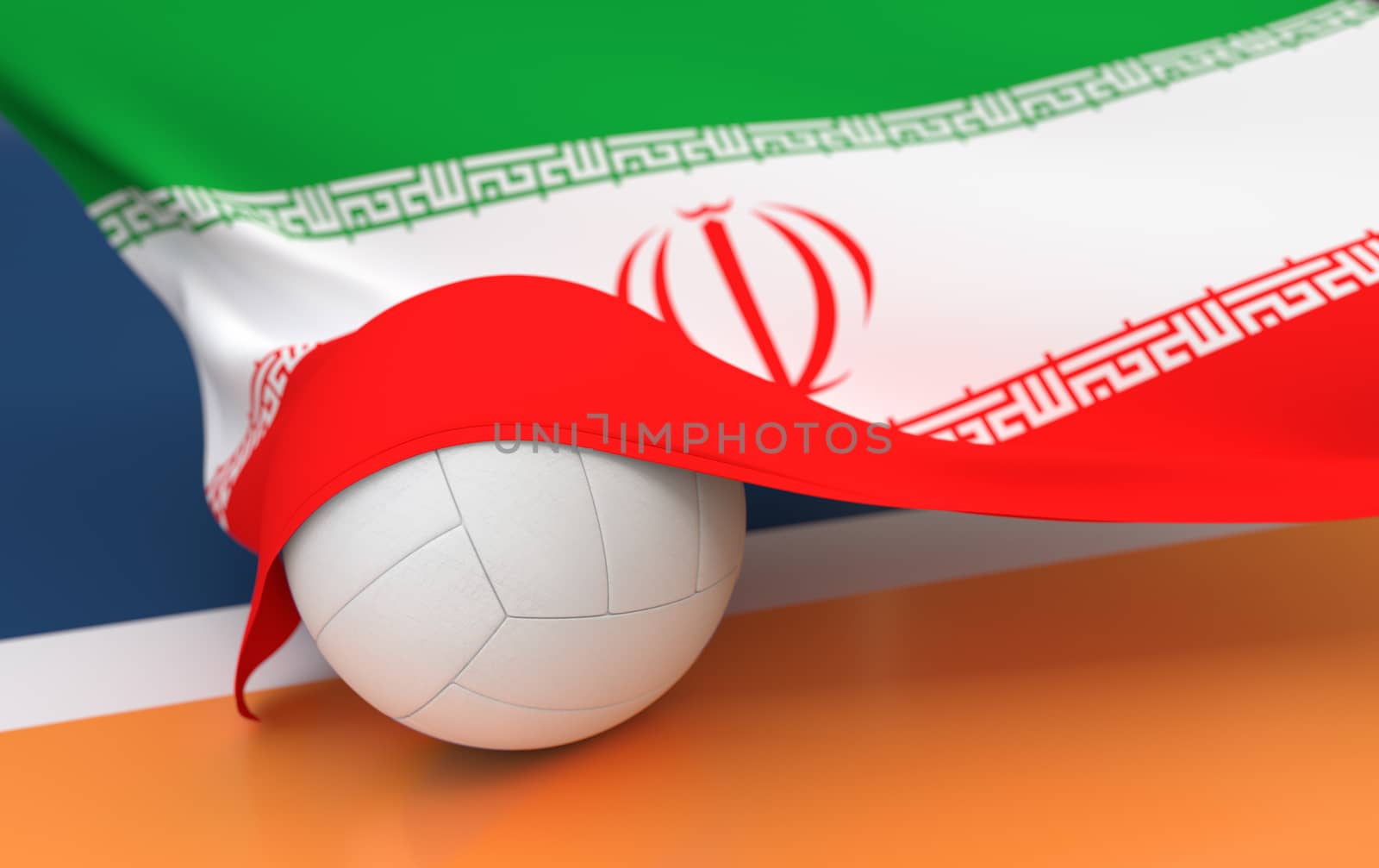 Flag of Iran with championship volleyball ball by Barbraford