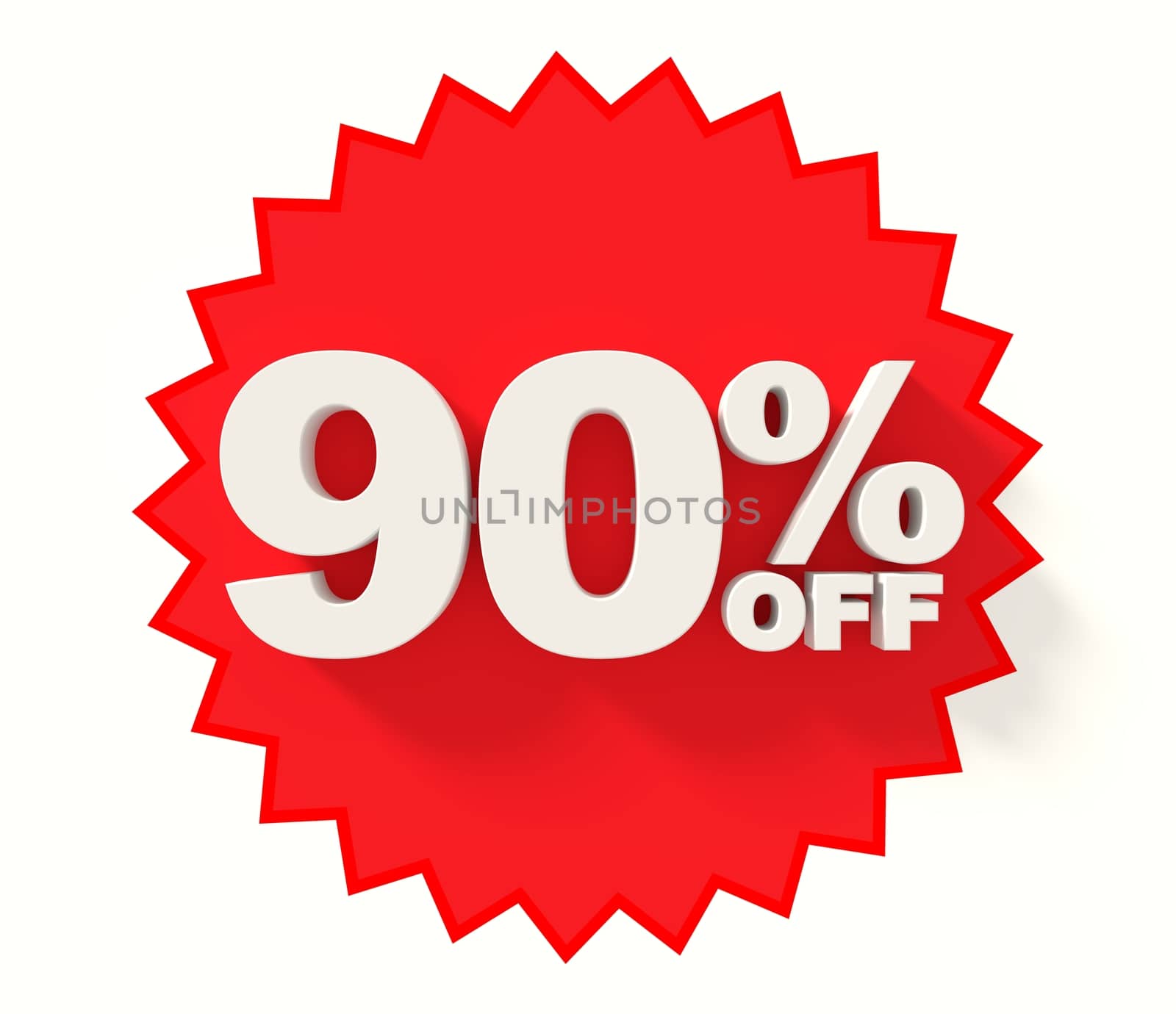 Sale sign, white letters on red star background