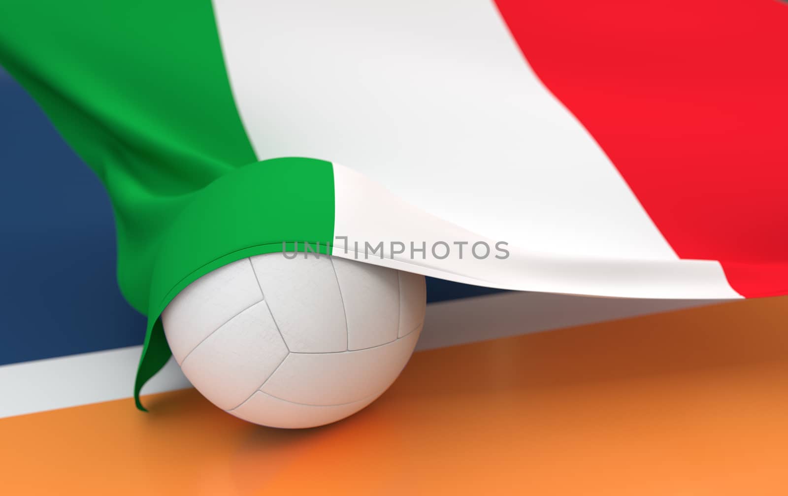 Flag of Italy with championship volleyball ball by Barbraford