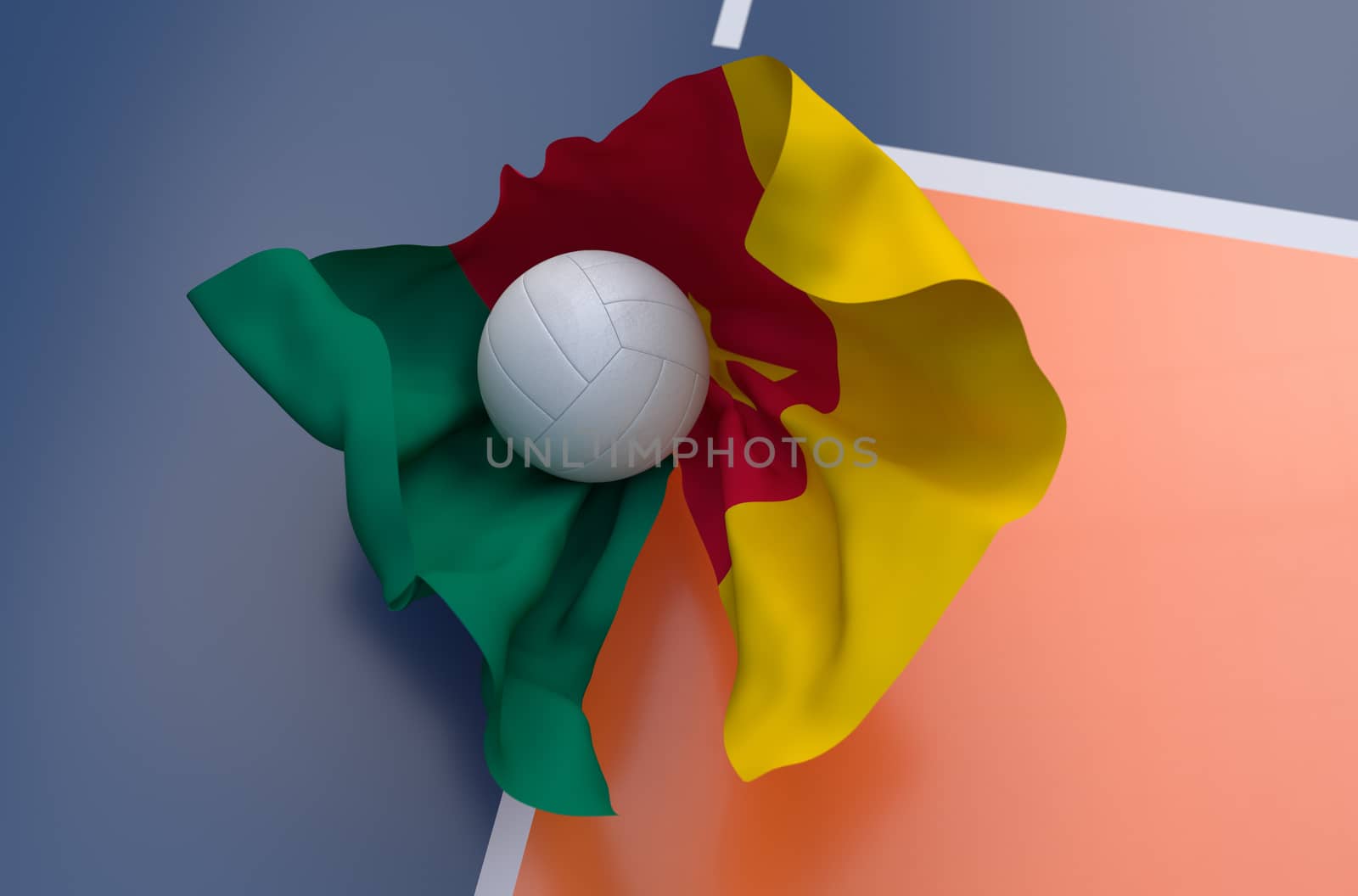 Flag of Cameroon with championship volleyball ball by Barbraford