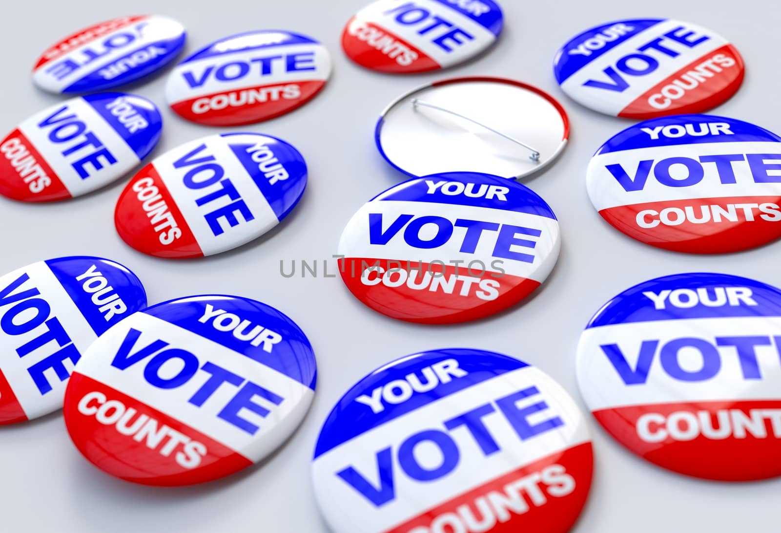 Vote counts pins on white  background
