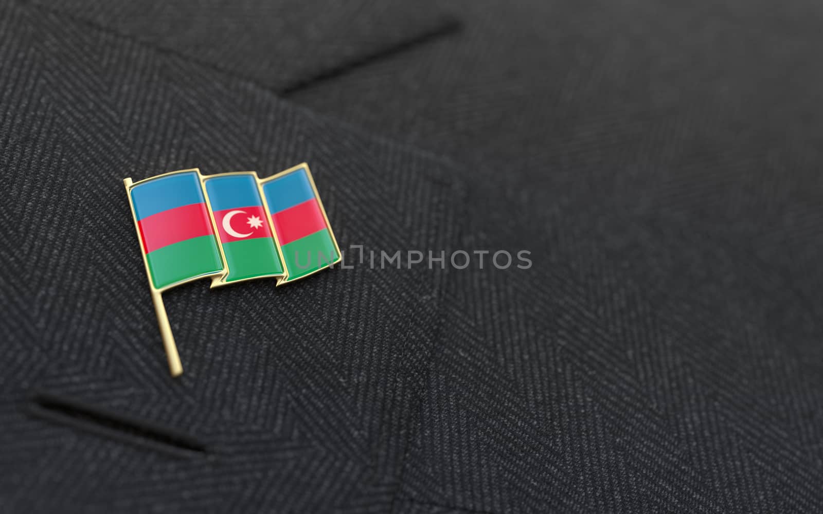 Azerbaijan flag lapel pin on the collar of a business suit jacket shows patriotism