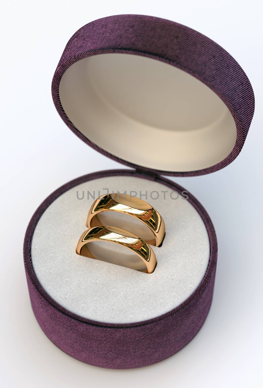 Couple of gold wedding rings  in jewelry purple box  by Barbraford
