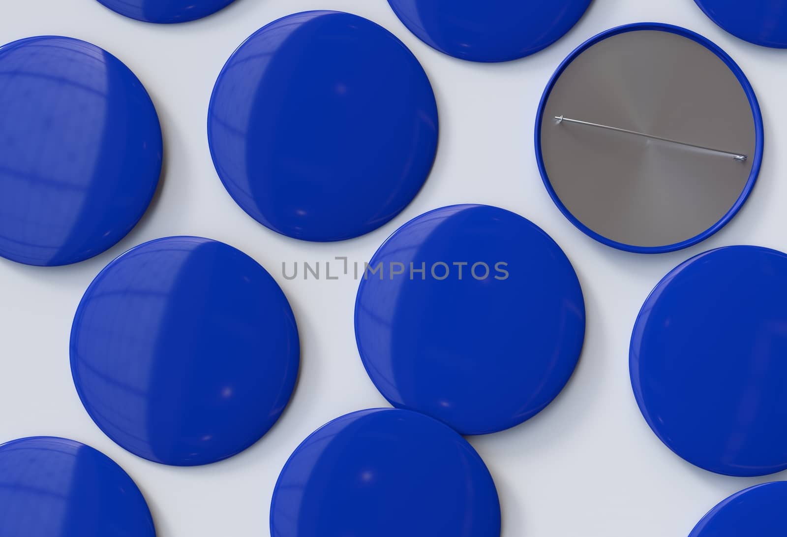 Blank blue pins on grey background