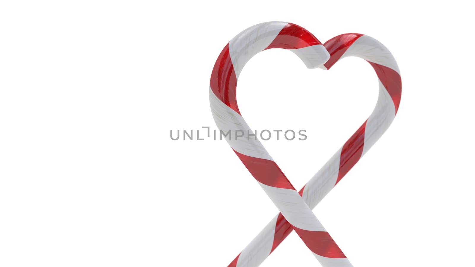 Candy Canes arranged to look like a heart on White Background, Christmas Decoration 
