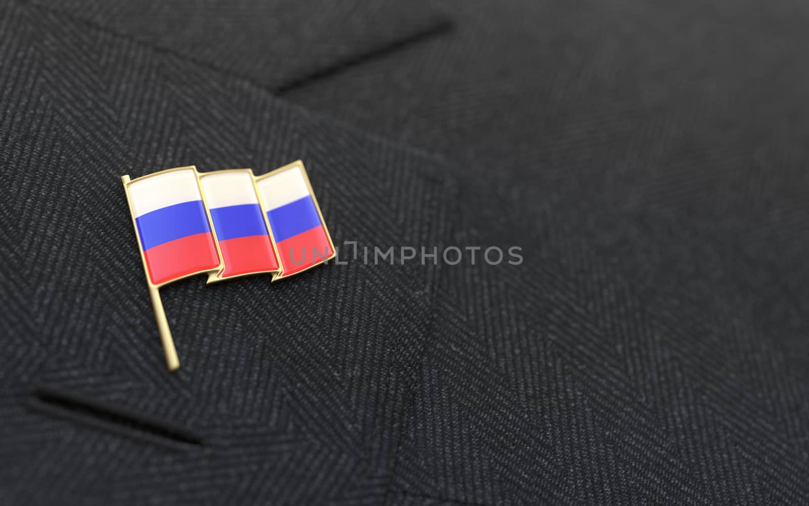 Russia flag lapel pin on the collar of a business suit by Barbraford