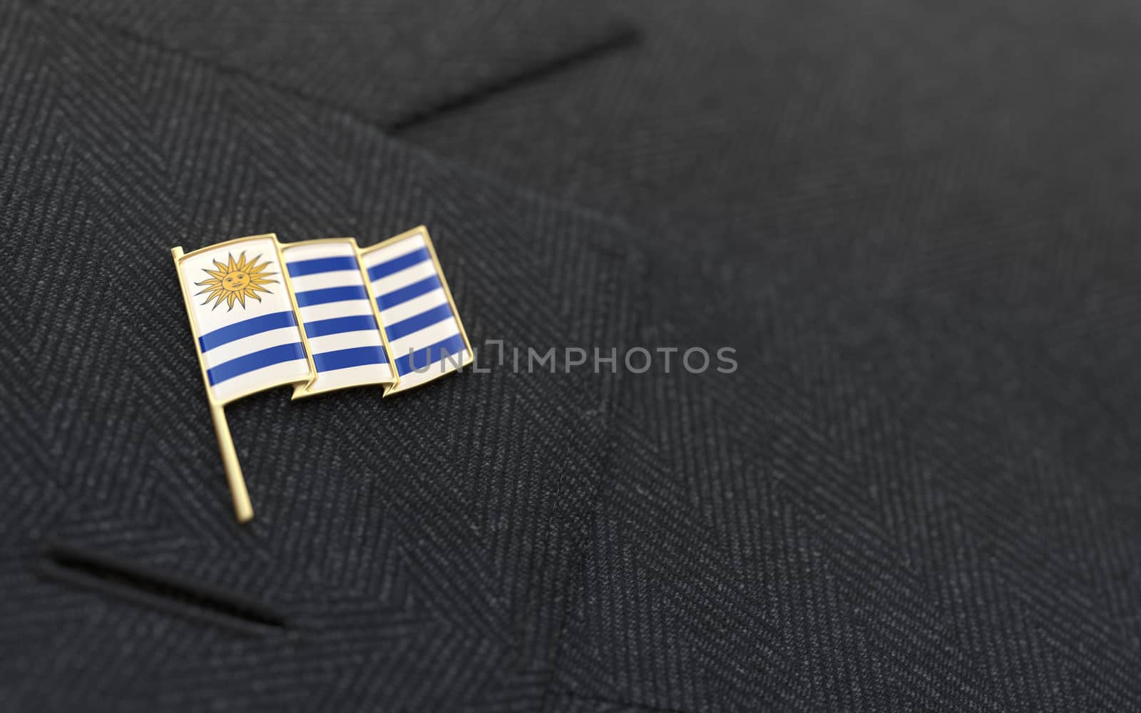 Uruguay flag lapel pin on the collar of a business suit by Barbraford