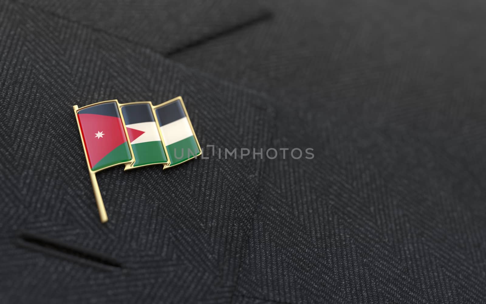 Jordan flag lapel pin on the collar of a business suit by Barbraford