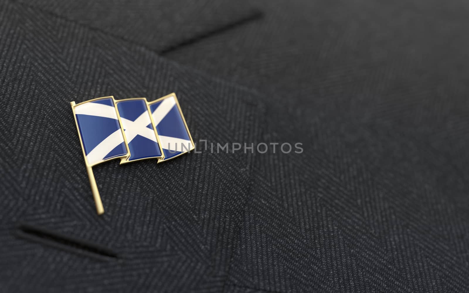 Scotland flag lapel pin on the collar of a business suit by Barbraford