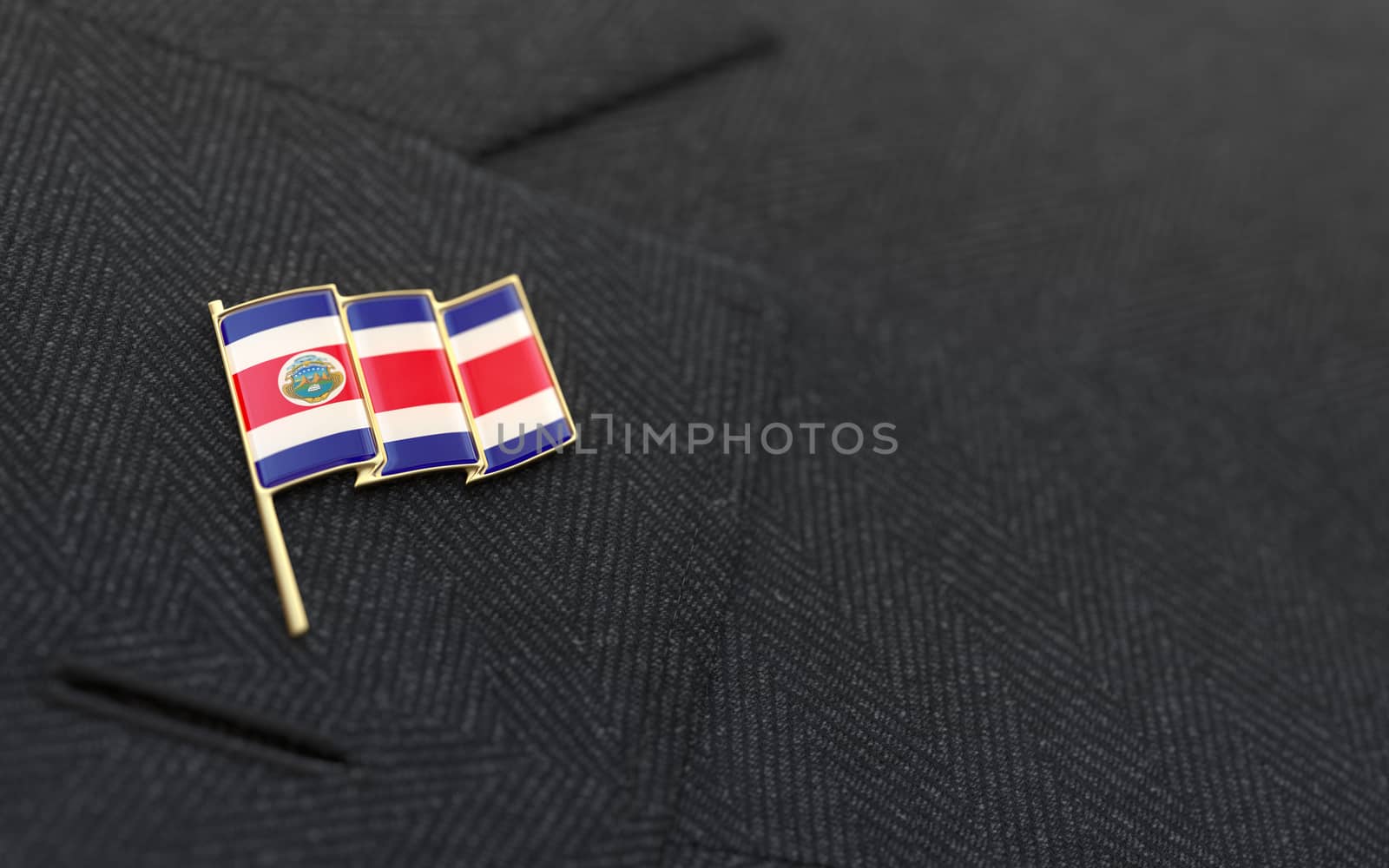 Costa Rica flag lapel pin on the collar of a business suit by Barbraford