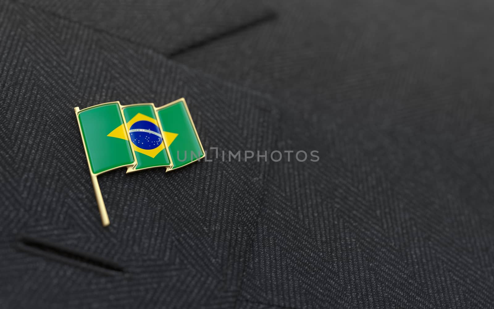 Brazil flag lapel pin on the collar of a business suit by Barbraford