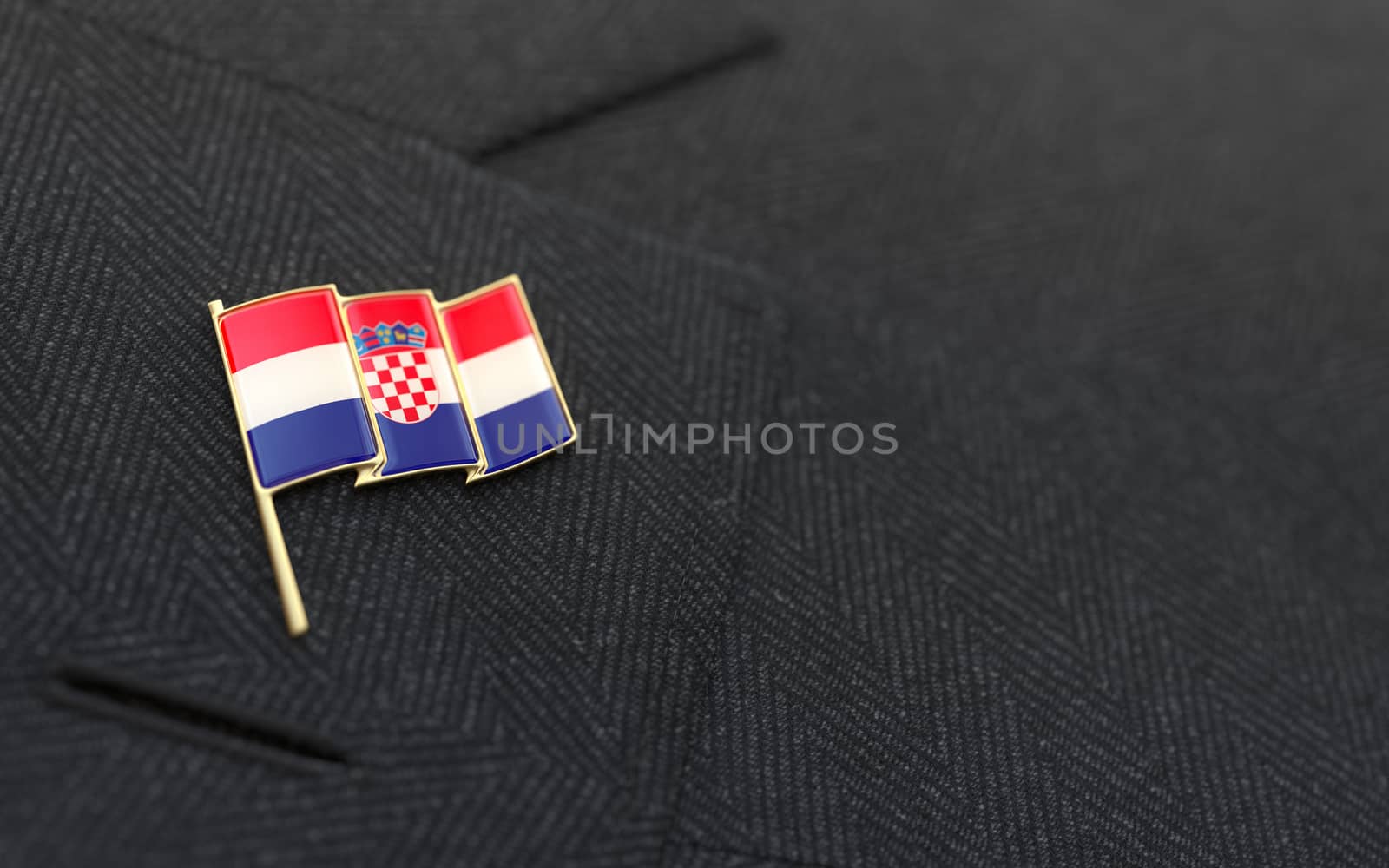 Croatia flag lapel pin on the collar of a business suit by Barbraford