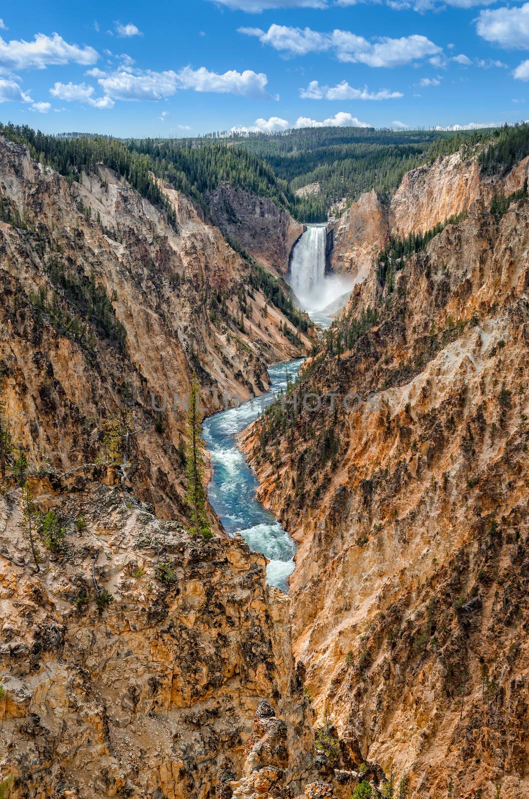 Landscape view at Grand canyon of Yellowstone, Wyoming, USA