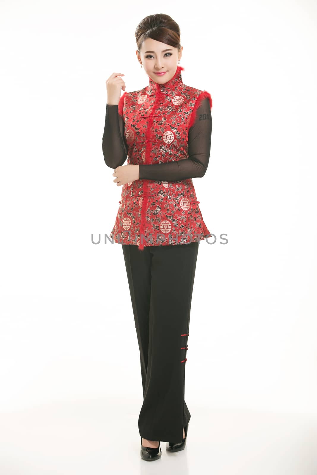 Wearing a vest China men in white background