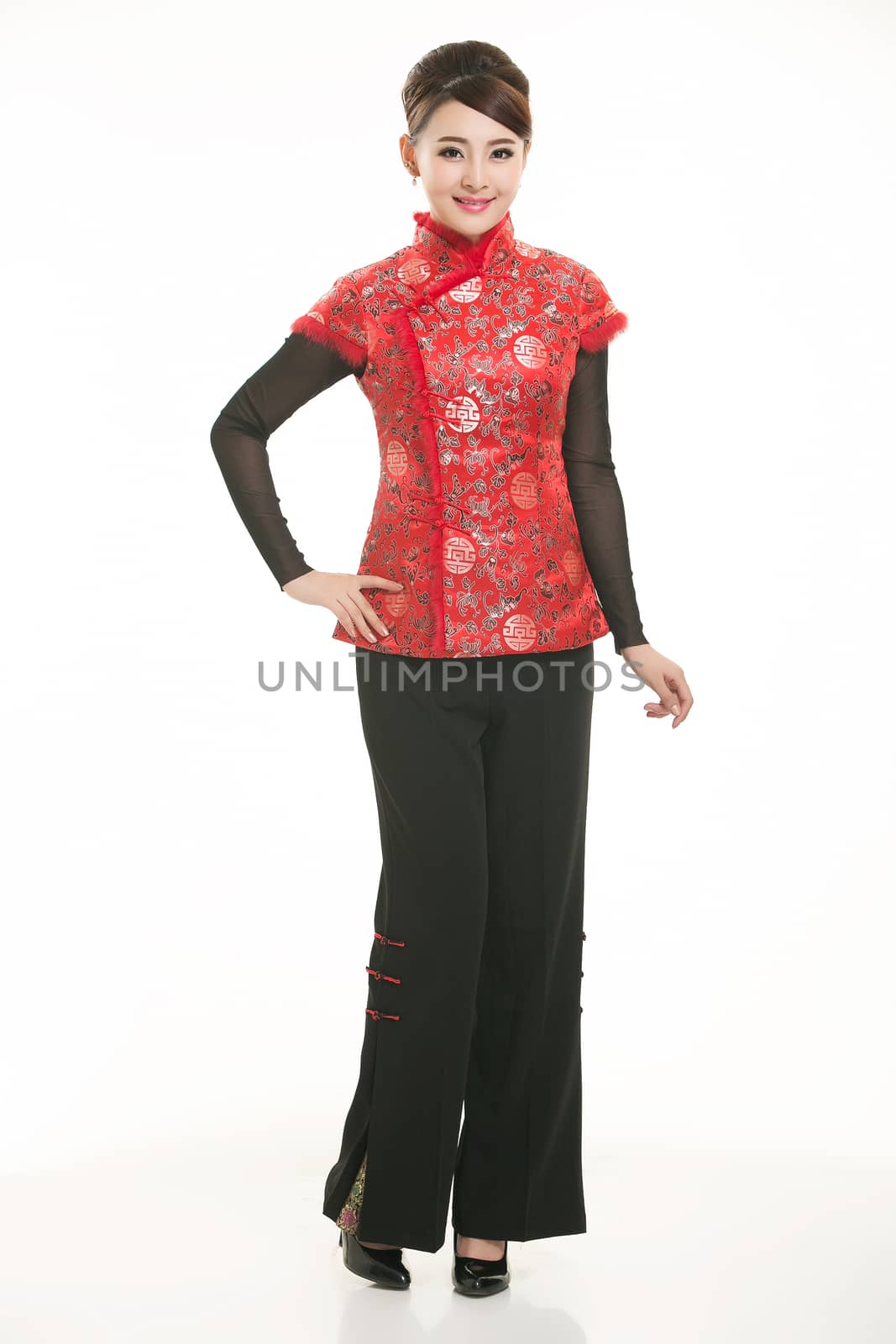 Wearing a vest China men in white background