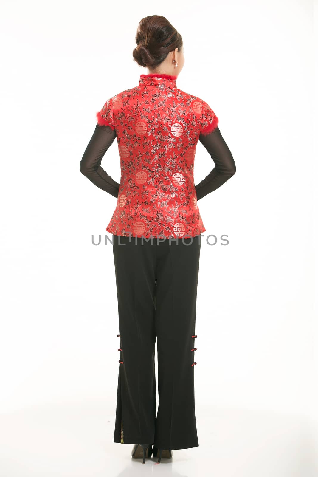 Wearing a vest China men in white background