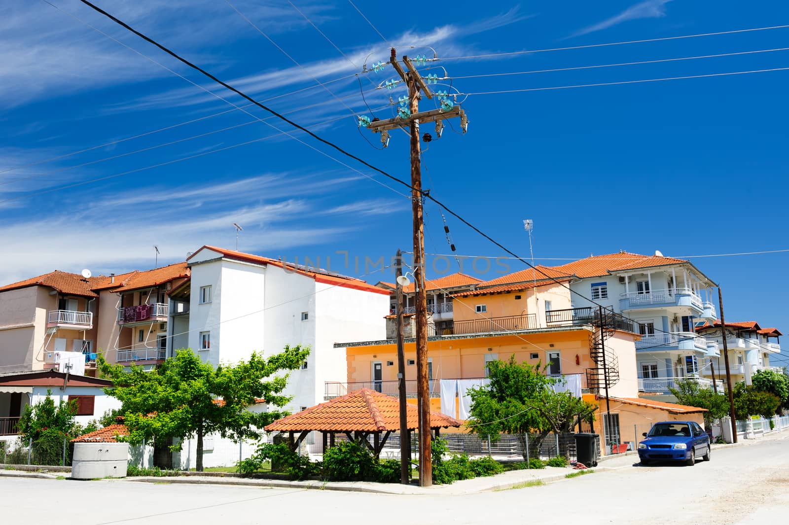 Summer view of Leptokaria coastal town, Greece