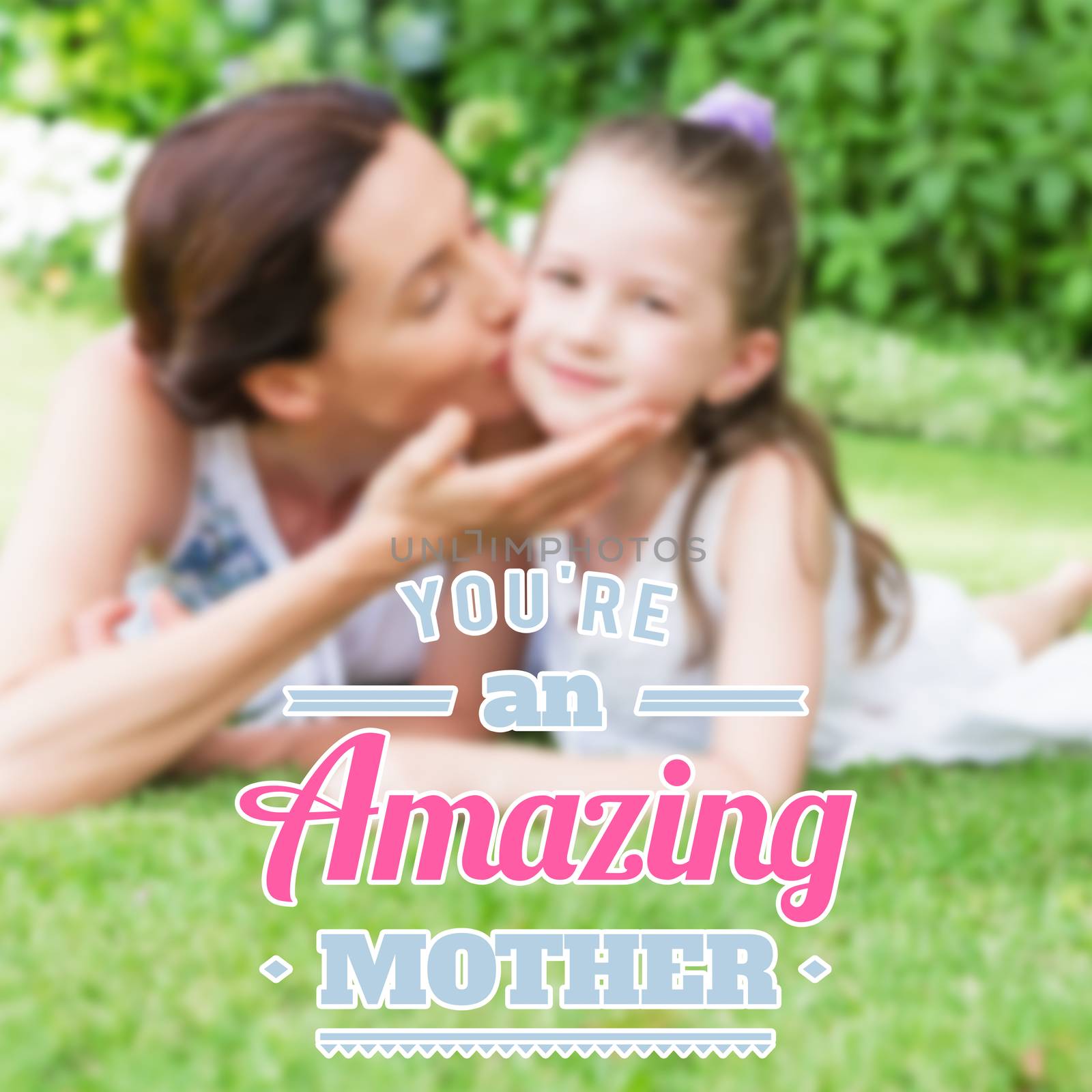 mothers day greeting against mother and daughter spending time