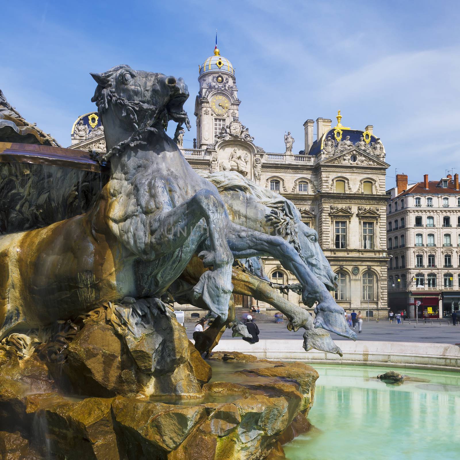 Famous Bartholdi Fountain in Lyon by vwalakte