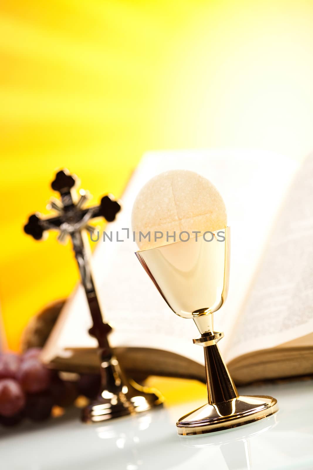 Symbol christianity religion, bright background, saturated concept