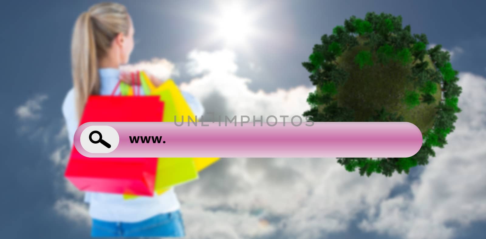 Composite image of pretty blonde holding shopping bags by Wavebreakmedia
