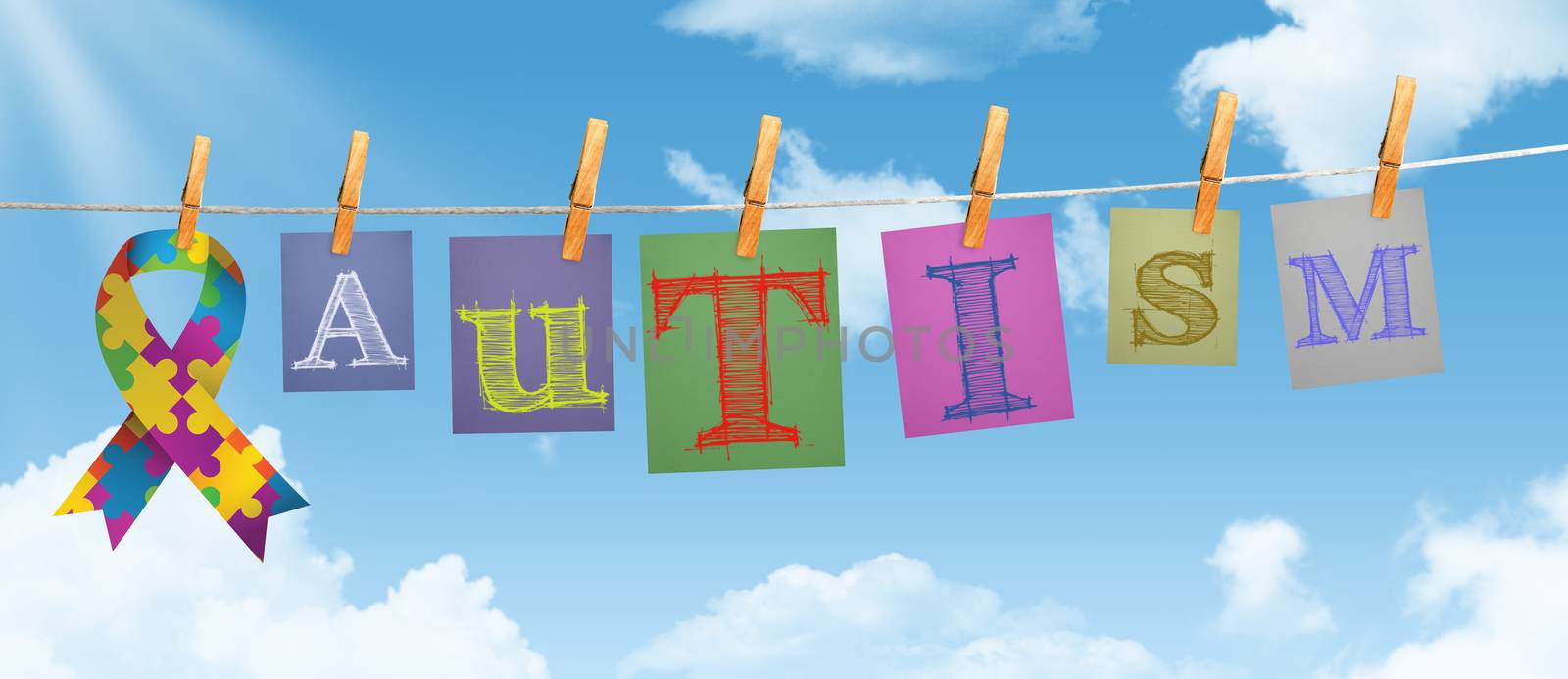 autism against digitally generated grey background