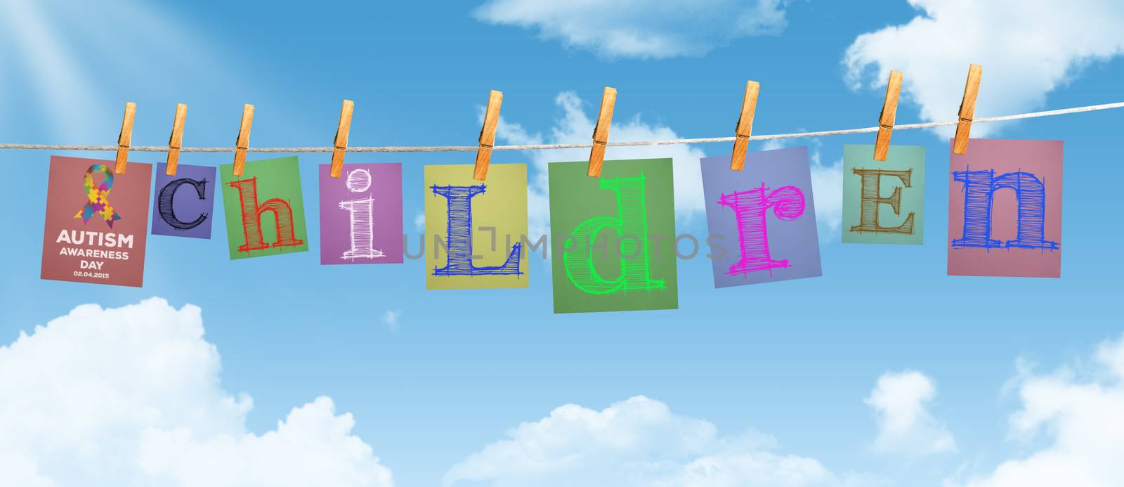 Autism awareness day against digitally generated grey background