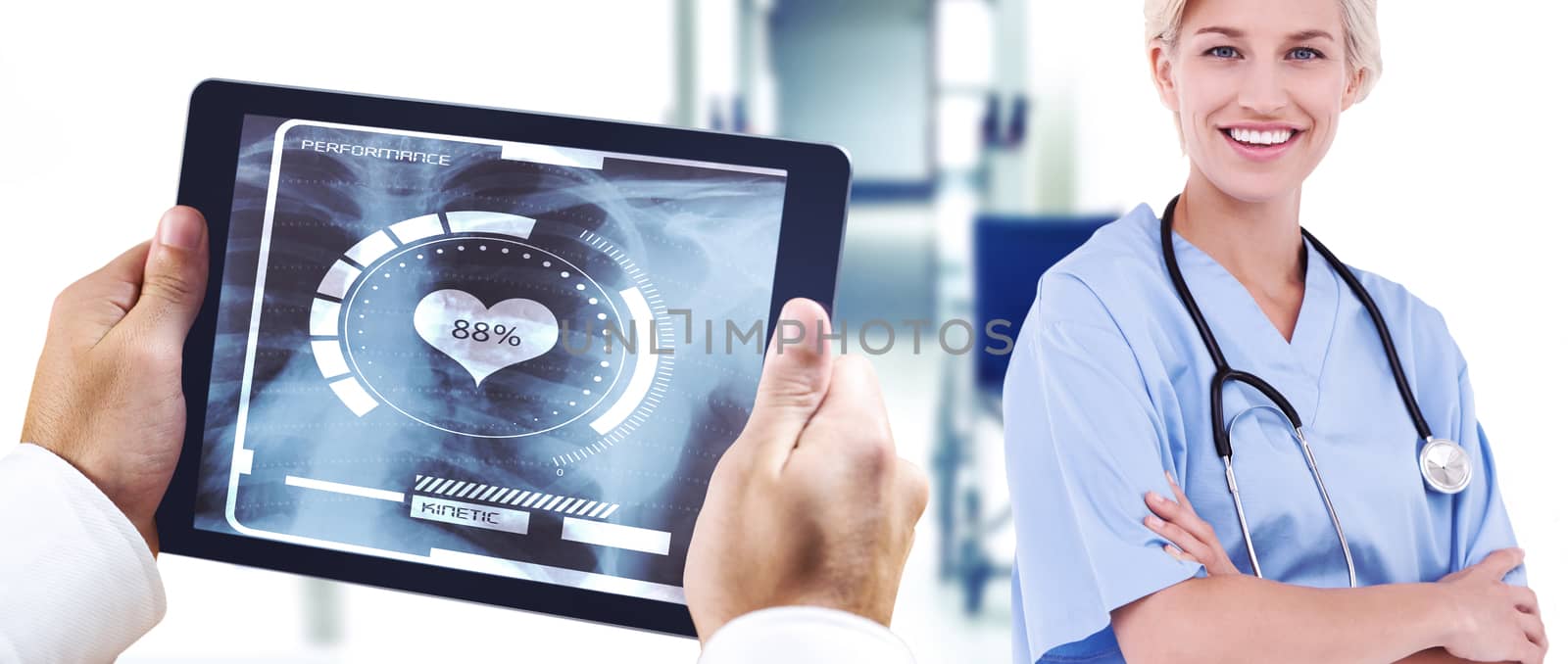 Composite image of man using tablet pc by Wavebreakmedia