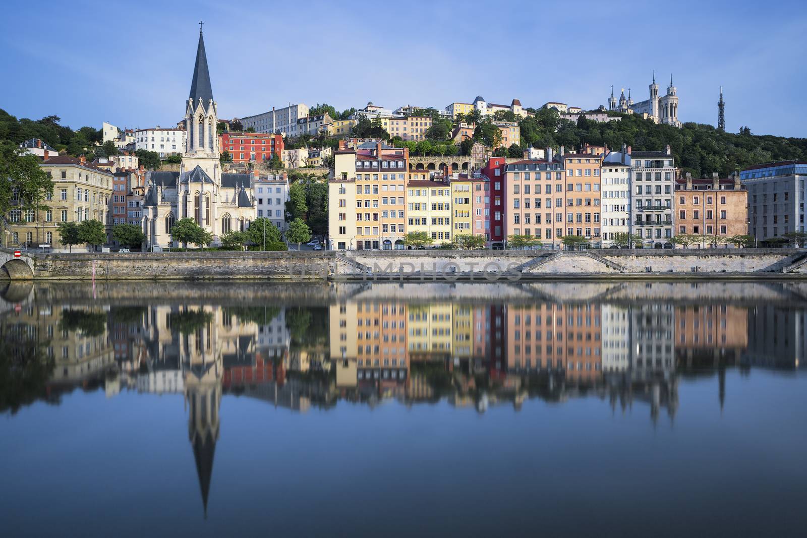 Beautiful view of Saone river in Lyon by vwalakte