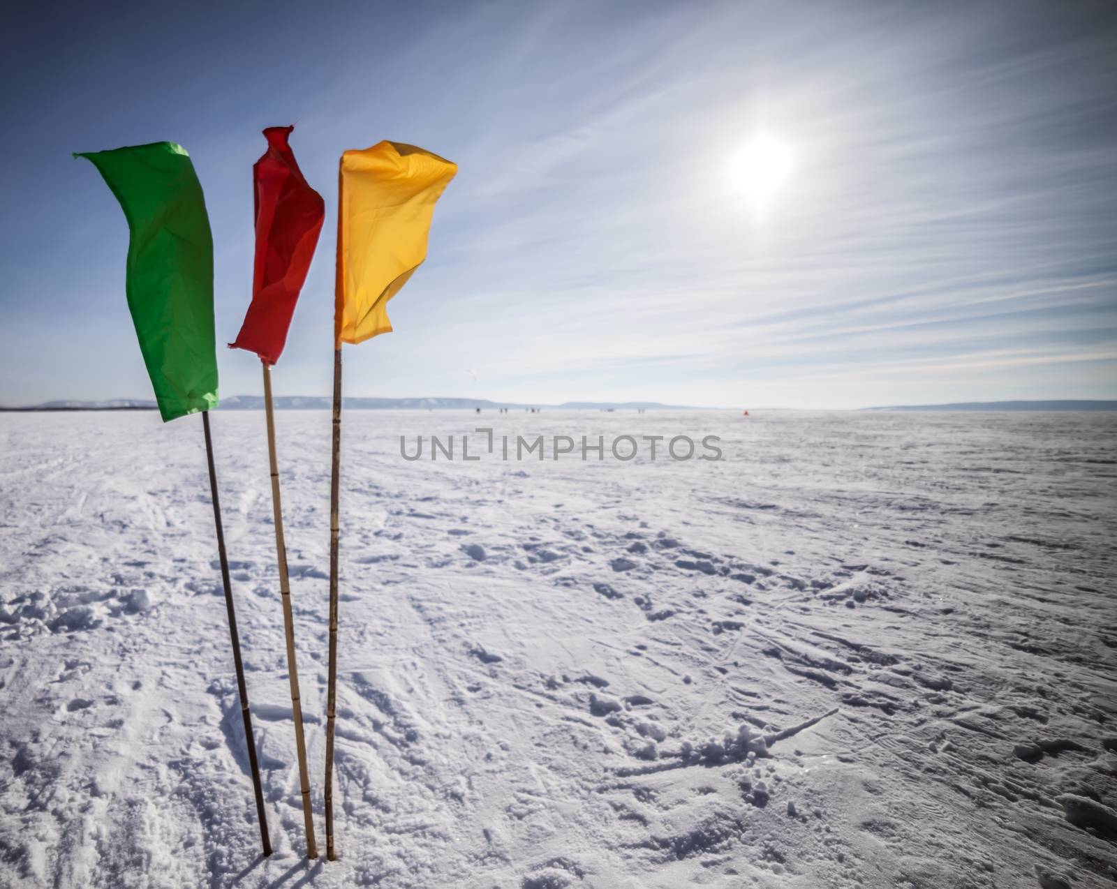 Flags on the background of winter sky by H2Oshka