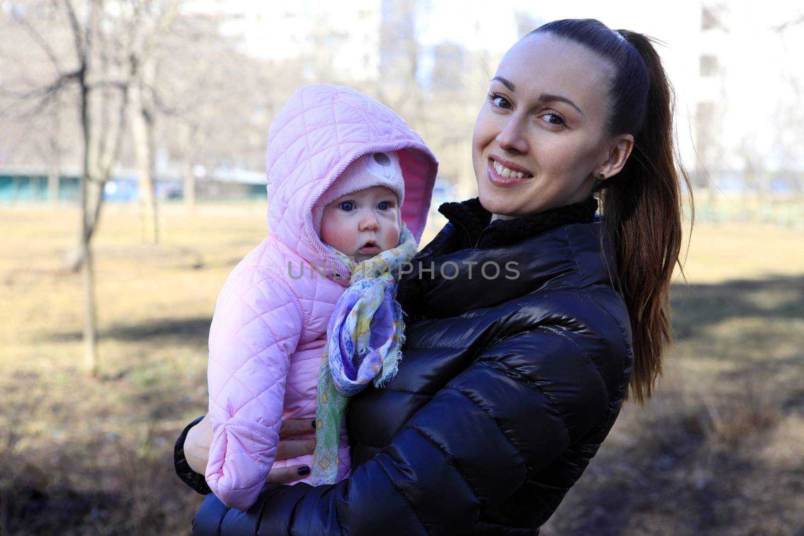 Happy mother and daughter in the park