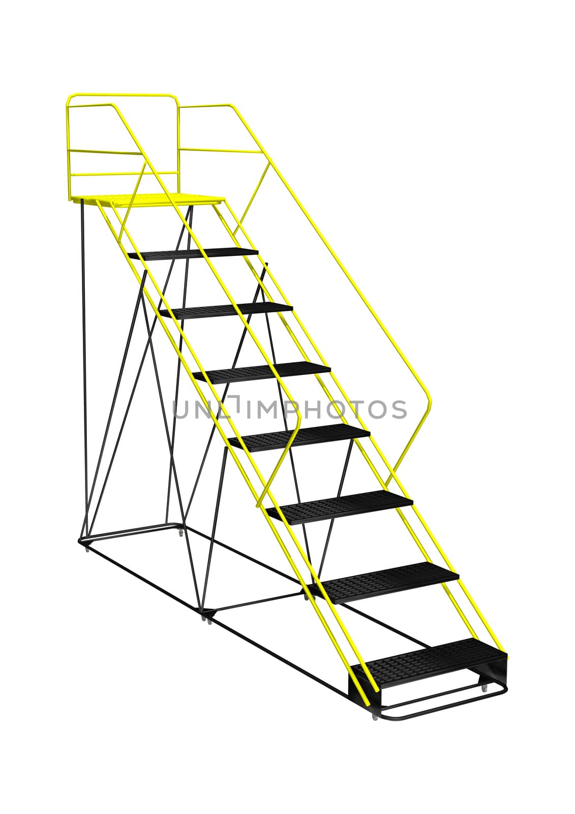 3D digital render of a step ladder isolated on white background