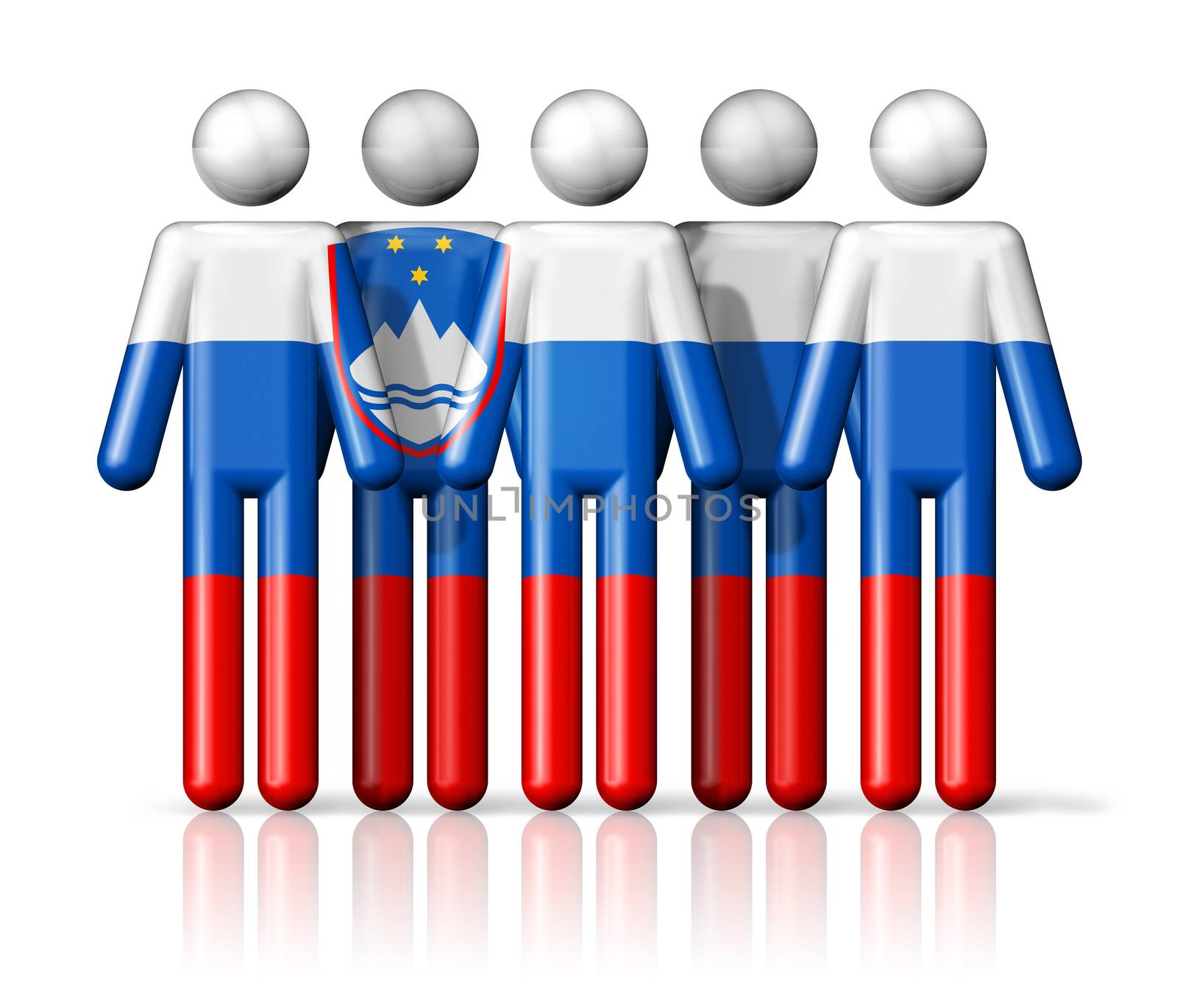 Flag of Slovenia on stick figure - national and social community symbol 3D icon