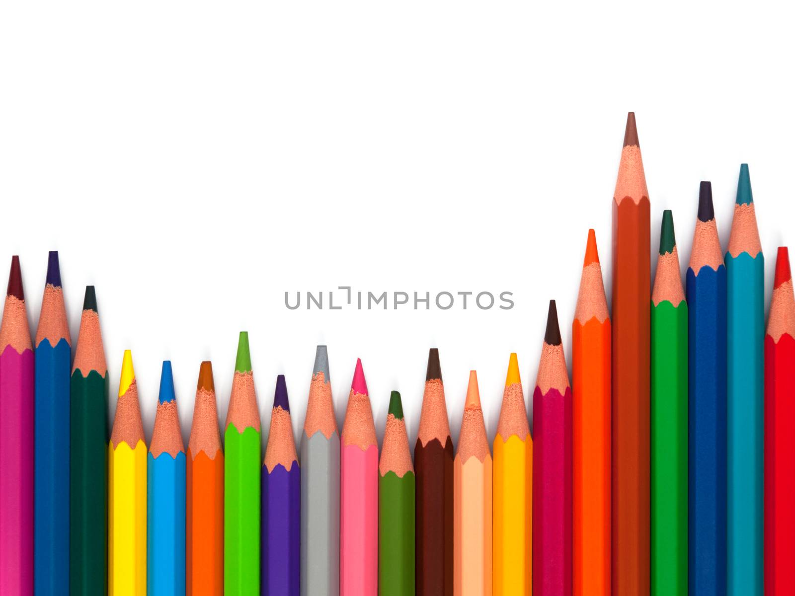 Set of colored pencils isolated on white background