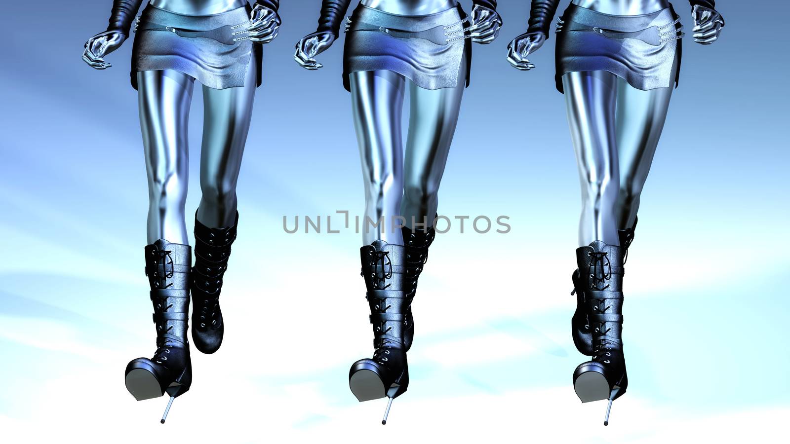 Digital 3D Illustration of walking Manikins
